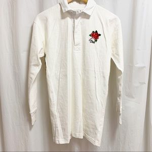 Aritzia TNA Covenham Longsleeve White Polo T-Shirt